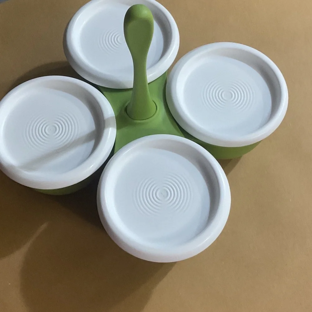 Tupperware Green and White condiments server.